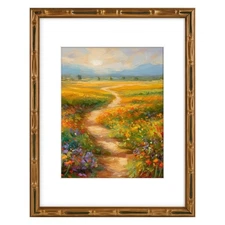 , 11x14 Picture Frame Bronze - Solid Wood with Vintage Bamboo Design - 14x11 ...