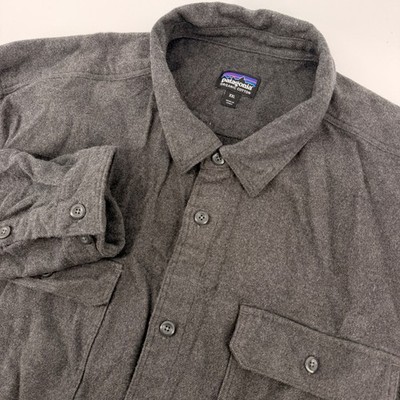 Patagonia Fjord Flannel Shirt Mens XXL Grey Long Sleeve Organic Cotton STY53947