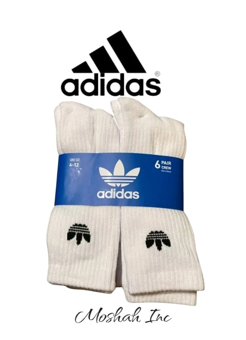 ADIDAS Originals 6 Pack Trefoil Crew Socks (White)