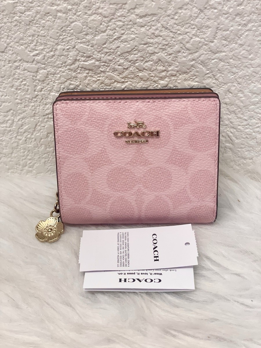 NWT Coach CEC34 Snap Wallet in Signature Canvas & Leather Powder