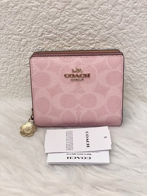 NWT Coach CEC34 Snap Wallet in Signature Canvas & Leather Powder