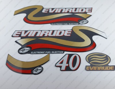 Evinrude 40 PS Viertakt Außenborder Aufkleber Sticker Set Reproduktion 40PS