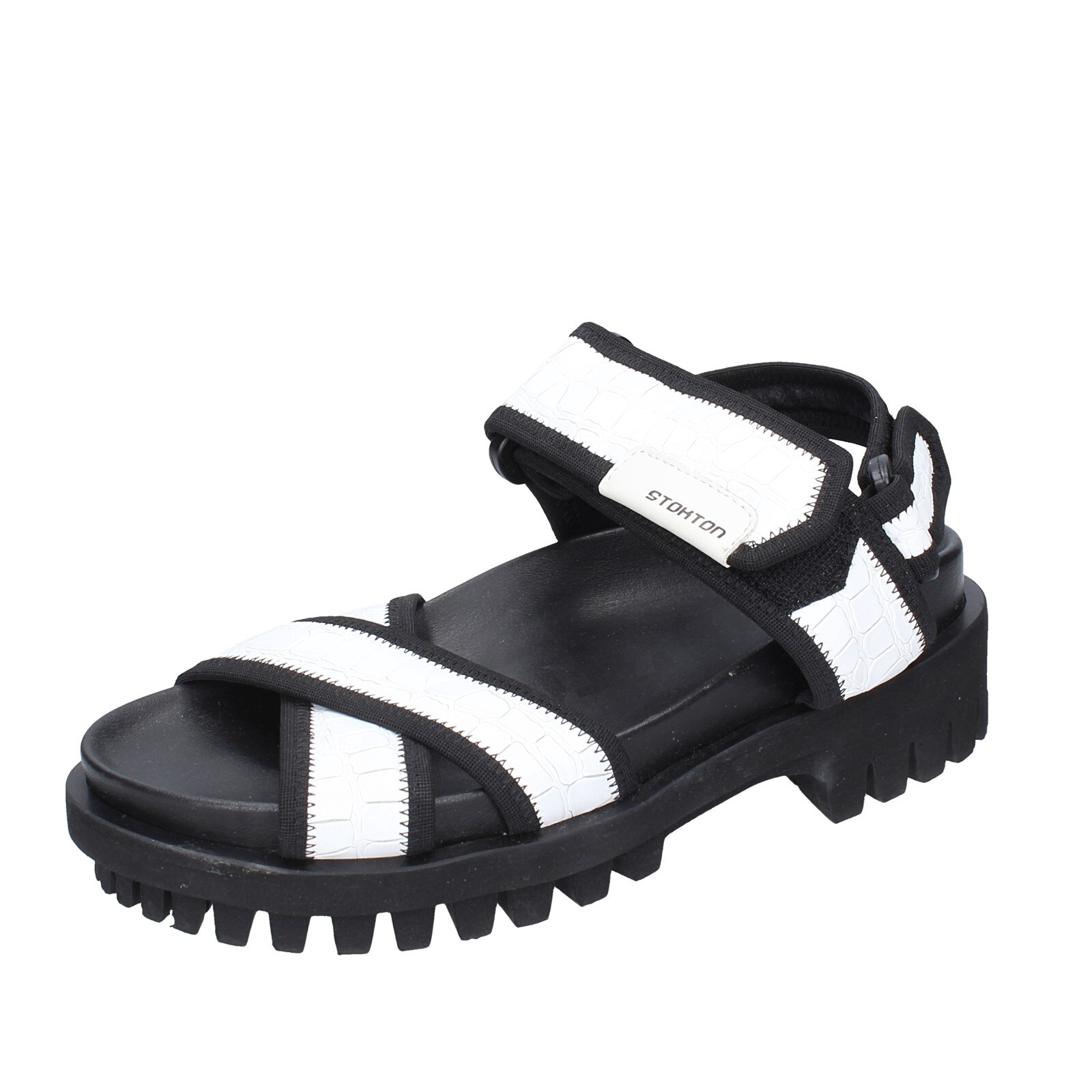 Женская обувь STOKTON 7 EU 37 босоножки белая кожа черный текстиль EX415-37 17890₽