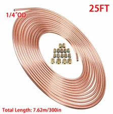 1 Rolls 25Ft 1/4'' OD Copper Nickel Brake Line Tubing Kit & 16 Fittings US Ship