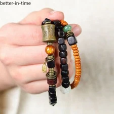 Wood Beads Multi-Layer Bracelet Green Sandalwood Hand String