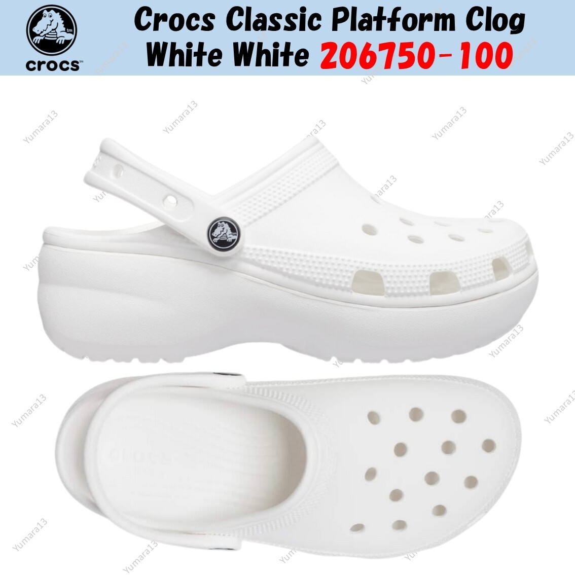 Crocs Classic Platform Clog White White 206750-100 Unisex  display picture 3