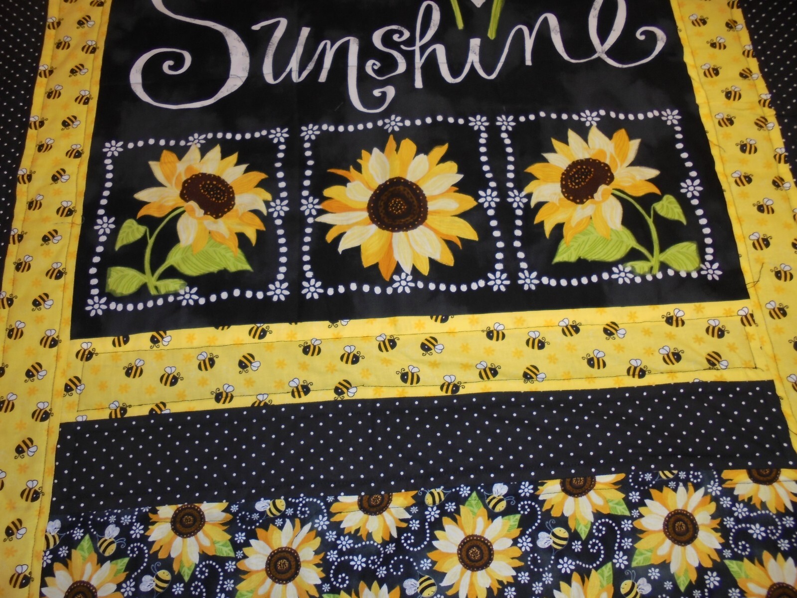 NEW Handmade You Are My Sunshine Quilt 43 x 62 Quality Fabrics Timeless Treasure
