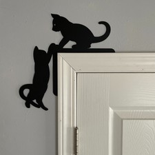 Cat Door Hanger Metal Sign Cutout