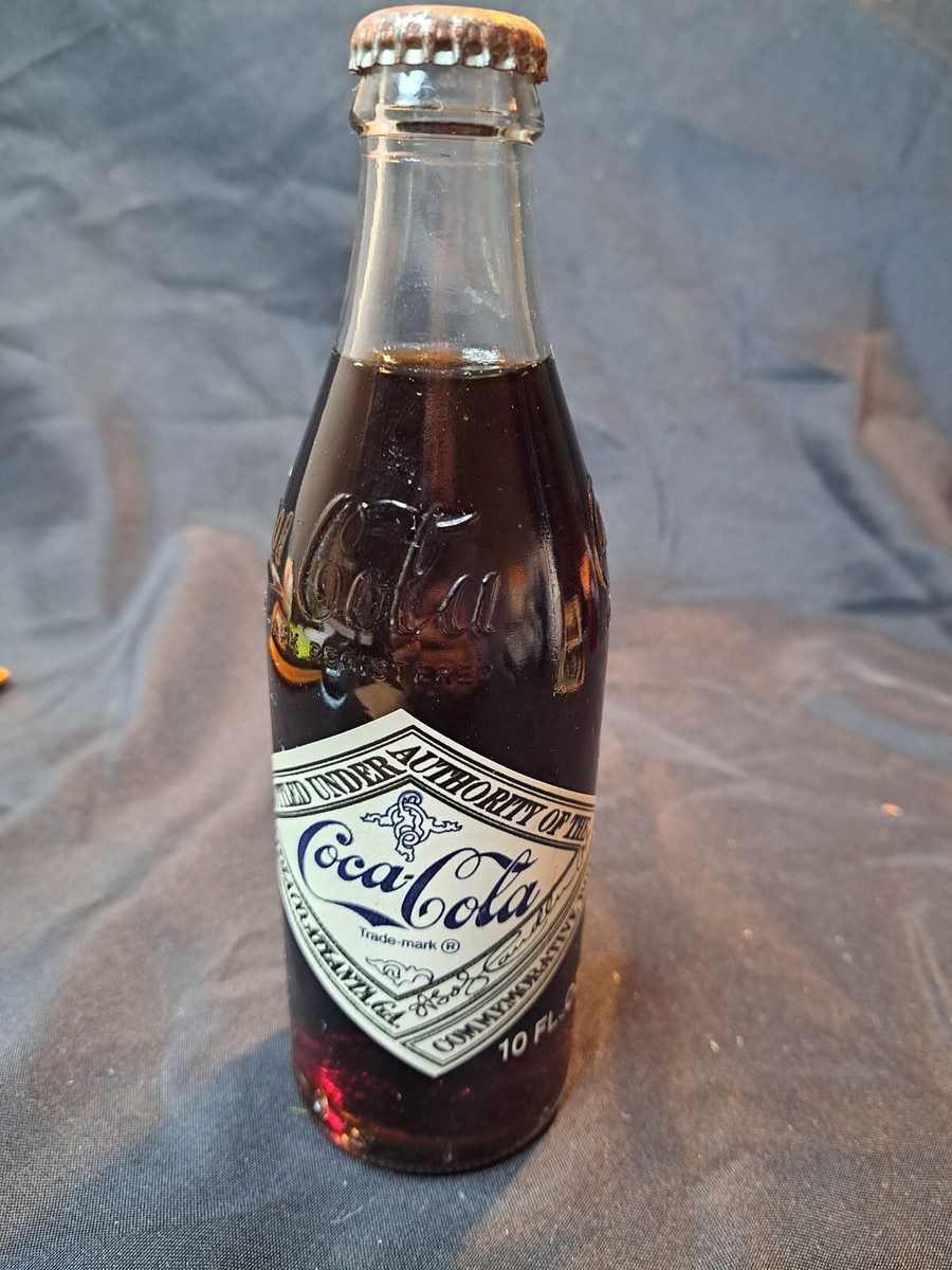 Vtg Full Coca Cola 75th Anniversary Commemorative Coke Bottle 10oz