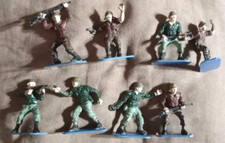 Vintage Plastic Soldiers Hand Painted WWII  2" Tall  Blue plastic 14