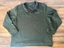 Men  s Eddie Bauer Radiator Green Knit Mock neck Snap Sweater XXL Fleece
