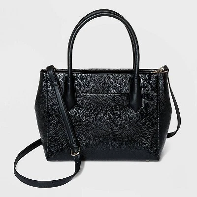 Zip Closure Satchel Handbag A New Day Black