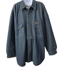Wolverine Denim Shirt Chore Coat XXL 2XL Men Fleece Lined Shacket Work POCKETS