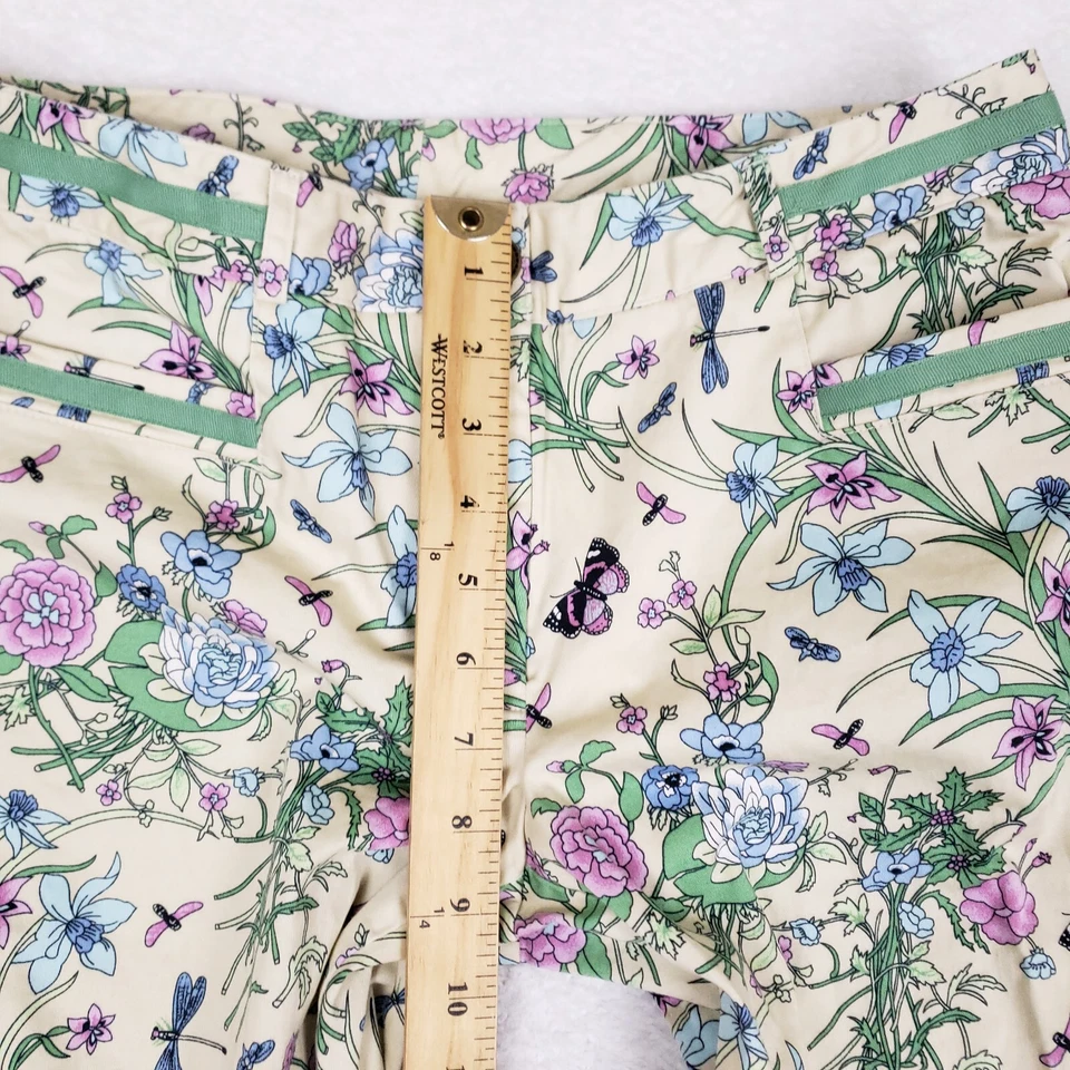 Pantalones Esquineros Informales Estampado Floral Pierna Recta Talla 6 Beige Gardencore Y2K Foto 4 de 4