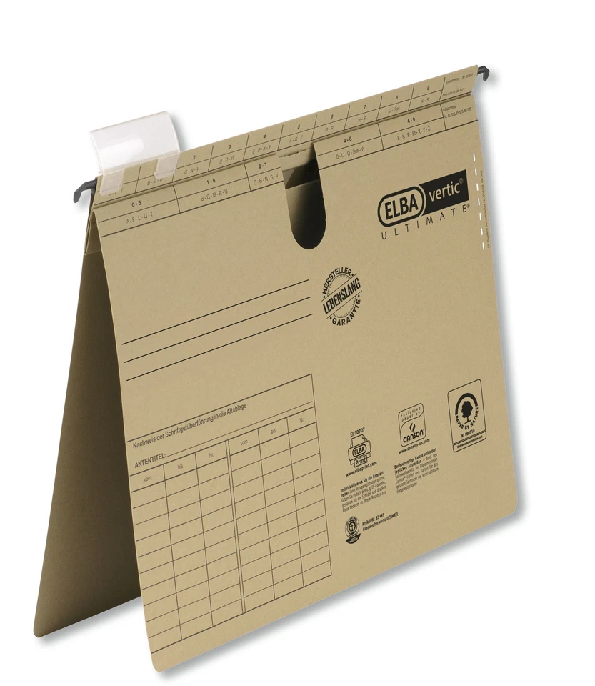 50 x Elba Hängehefter vertic Ultimate Karton Hängeregister Hänge Hefter braun