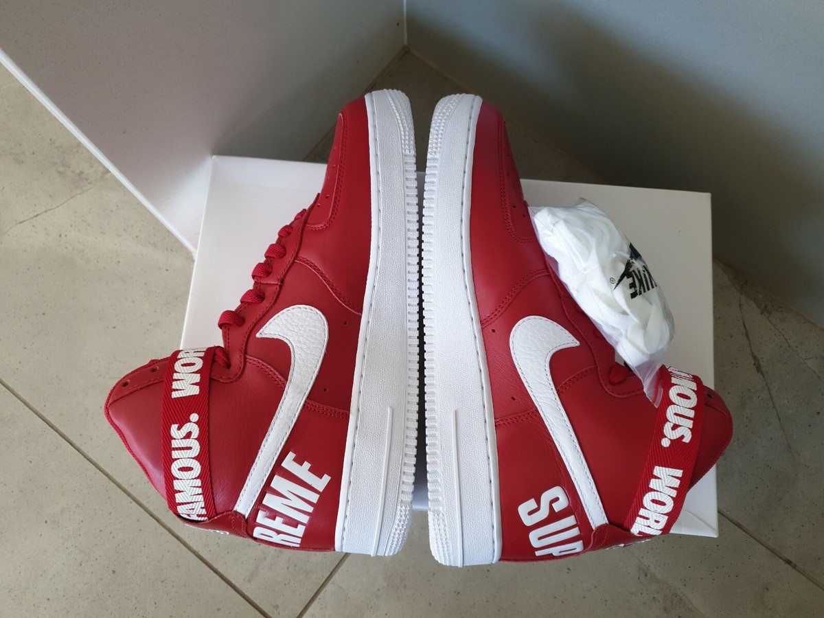 Nike Air Force 1 Supreme High 9.5 White Red Black Sf Af1 Nike Air Force 1 Supreme High 9.5 White Red Black Sf Af1