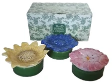 NEW The Bombay Company Ceramic Set Of Three Flower Potpourri Box 2011084 NIB