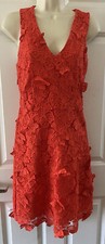 Women Michael Kors Red Lace Butterfly Applique Dress Size 2