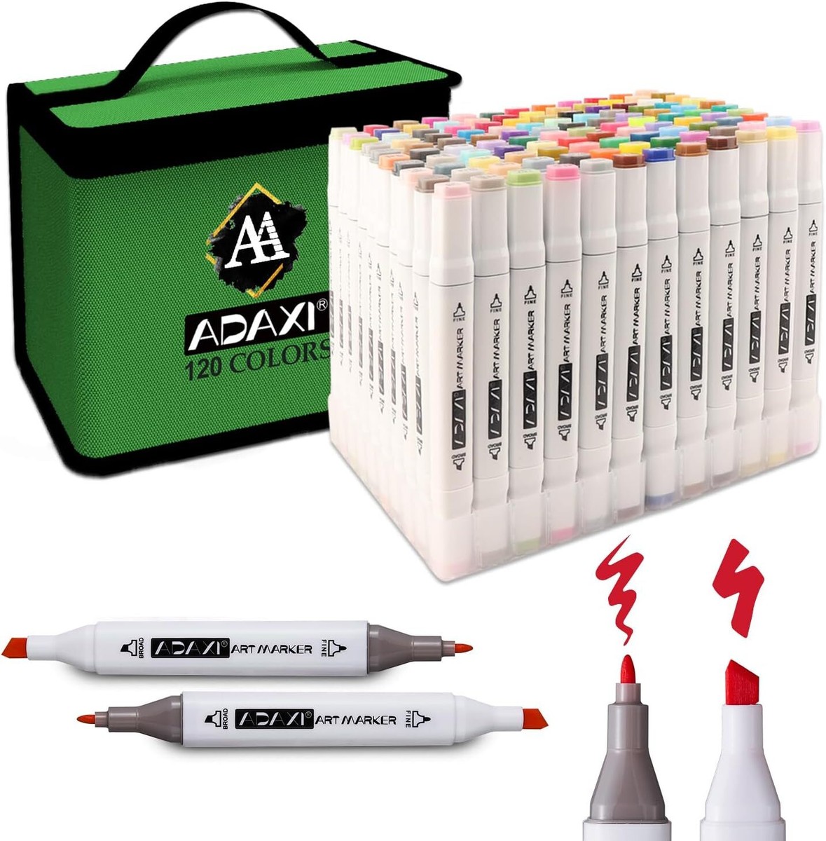 ADAXI Markers, 120 Colors Dual Tip Art Markers Sketch Pens
