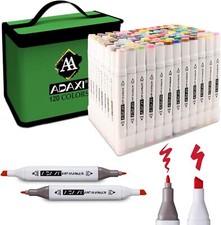 ADAXI Markers, 120 Colors Dual Tip Art Markers Sketch Pens Permanent Alcohol B