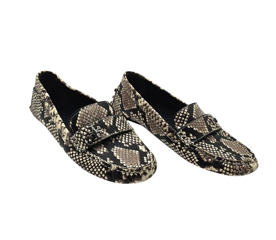 Mocasines Tory Burch beige/marrón animal/serpiente estampado sin cordones/mocasines talla 9,5 nuevos sin etiquetas Foto 2 de 4