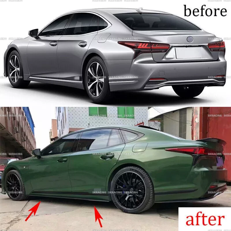 Saia lateral de fibra de carbono real bodykit spoiler acabamento labial para Lexus LS500h 2018-2024 - Imagem 3 de 4