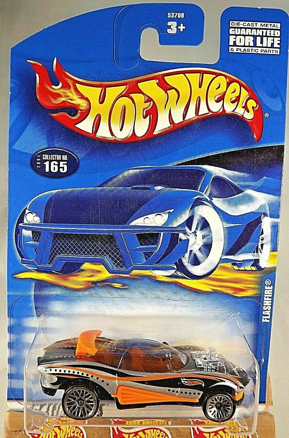 2001 Hot Wheels Mainline/Collector #165 FLASHFIRE Black w/Lace Sp Wheels Variant