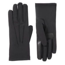 Isotoner Women's Lined Water Repellent Spandex Touchscreen Gloves Black NEW