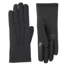 Isotoner Women's Lined Water Repellent Spandex Touchscreen Gloves Black NEW