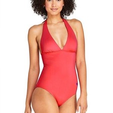 Draper James x Lands End Swim Suit Poppy Halter red size 6