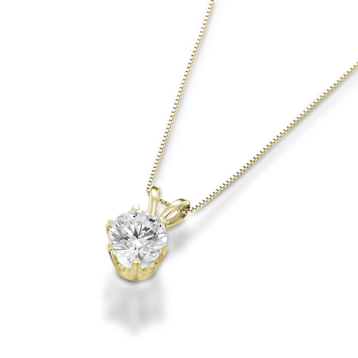 1 2 CT Sparkling Solitaire Diamond Pendant Round H SI2 18K Yellow