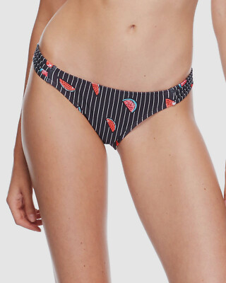 $48 Body Glove Womens Black Surf Rider Watermelon Print Bottom Swimwear Sz Large