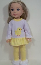 2pc CHICK Pjs Pajamas Top Pants Doll Clothes For Wellie Wisher Wishers 14" Debs