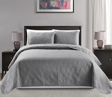 Mk Collection 3pc King/California King Over Size Diamond Bedspread Bed Cover Emb