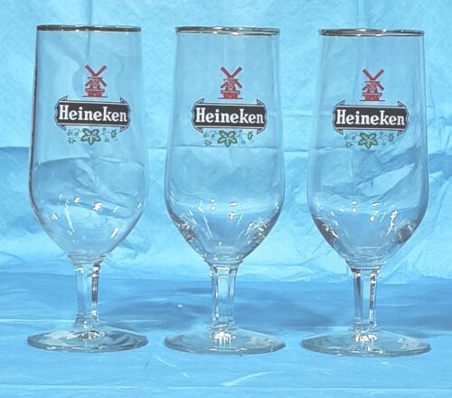 HEINEKEN'S BEER CRYSTAL STEM CHALICE       (Set Of 3 Glasses).   - Afbeelding 1 van 3
