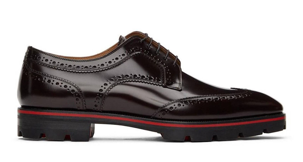 Christian Louboutin Mens Charlie Me Flat Brown Leather Testa