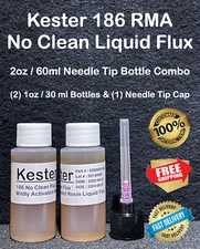 2oz / 60ml KESTER 186 RMA NO CLEAN LIQUID FLUX NEEDLE TIP COMBO