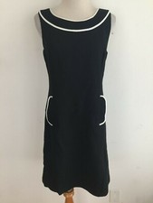 Ann Taylor LOFT Sleeveless Sheath Dress Black Basketweave Knit w/White Size 4
