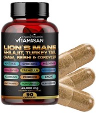 Mushroom Complex Supplement Capsules 18 Mushrooms Lions Mane, Reishi, Chaga,Shil
