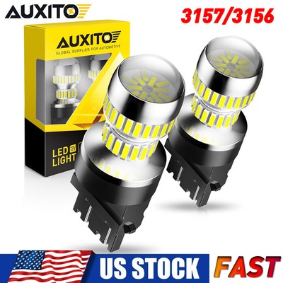 2x LED Car Bulbs 3157 3156 54-SMD Brake/Turn/Tail/Reverse Light White Bright EAC