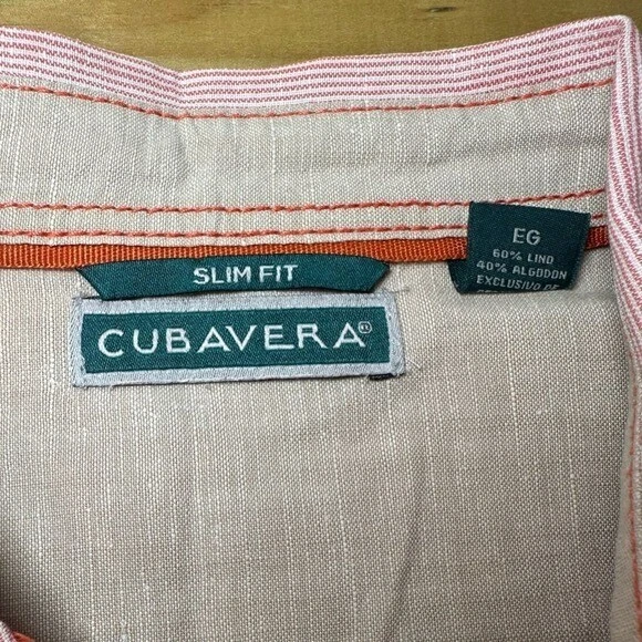 Camisa Hombre XL Slim Fit Cubavera Algodón Mezcla Lino Foto 3 de 4