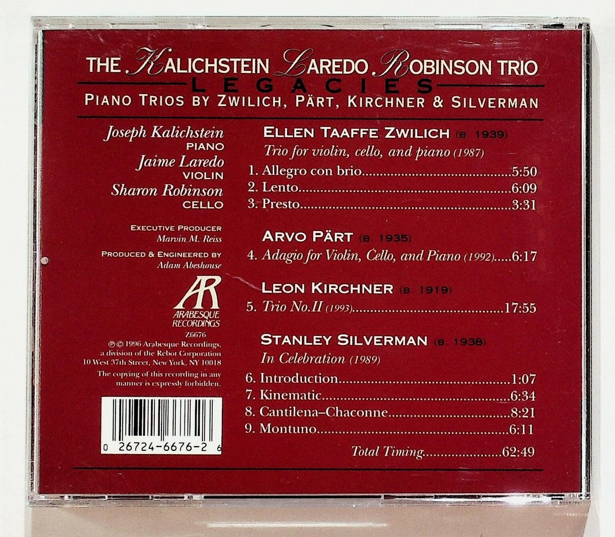 The Kalichstein Laredo Robinson Trio Piano Trios Legacies CD | eBay