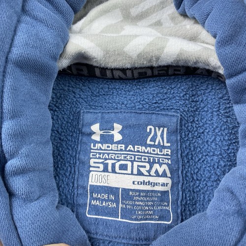 Under Armour Charged Cotton Storm Loose ColdGear Sweatshirt Hoodie Mens 2XL Blue - Picture 11 of 17