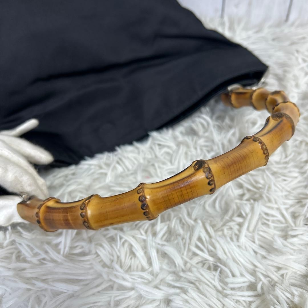 Minimal Bamboo Gucci Nylon Bag Handbag Black - GUCCI thumbnail 12