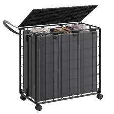 SONGMICS Laundry Hamper 130L Laundry Basket with Lid LCB313 - Black/Gray