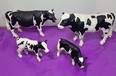 Schleich Holstein, Black & White, Set of 4 Cows, Dairy Farm Figures