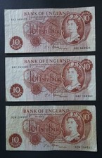 United Kingdom / Bank of England – Set of 3 – 10 Shillings (c. 1954–1960) [Fine]