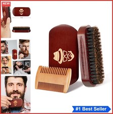Beard Brush 100 Boar Bristle Black Walnut Wood Handle Facial Hair Mustache