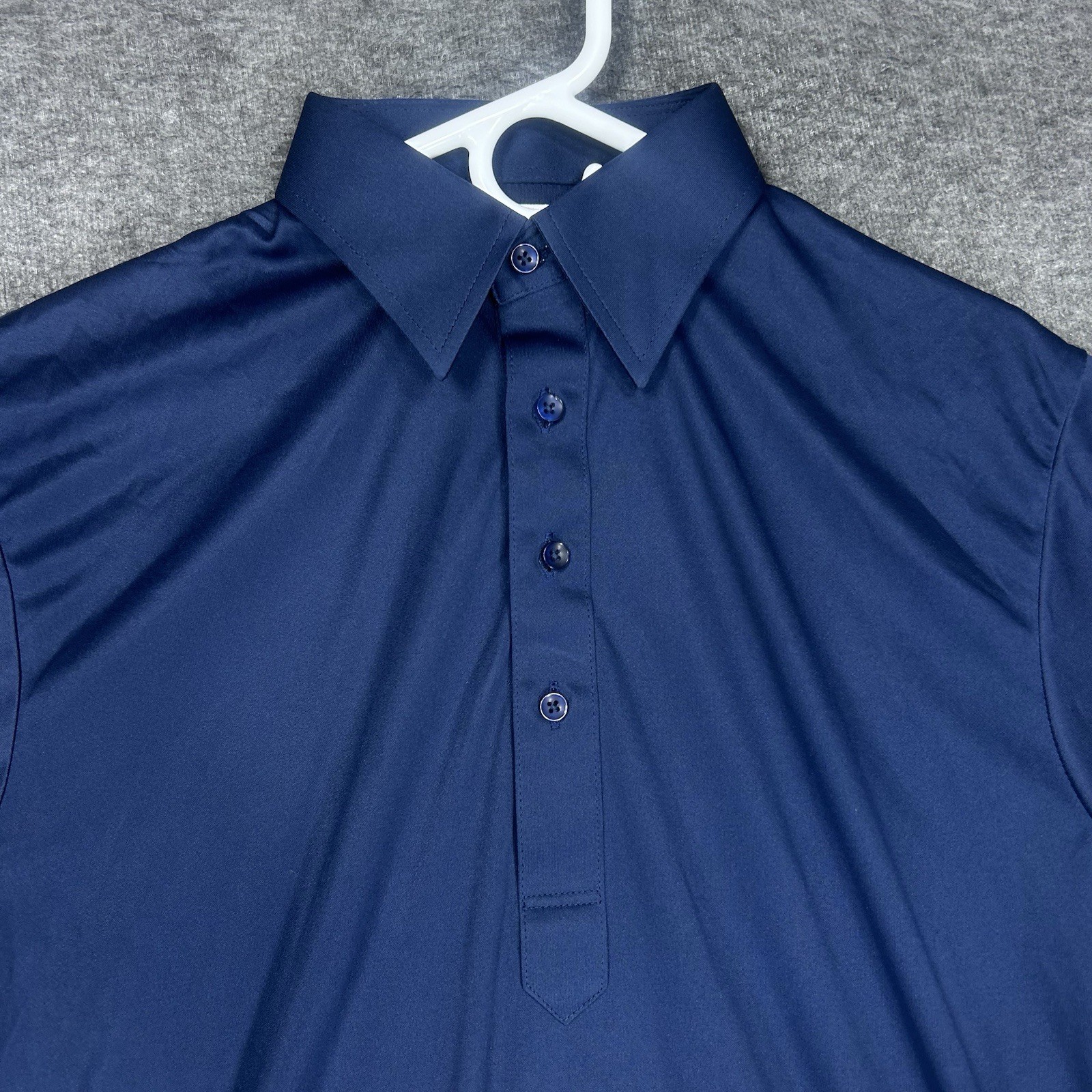 Collars and Co Polo shirt Mens M Navy Solid Stretch Point Dress Collar
