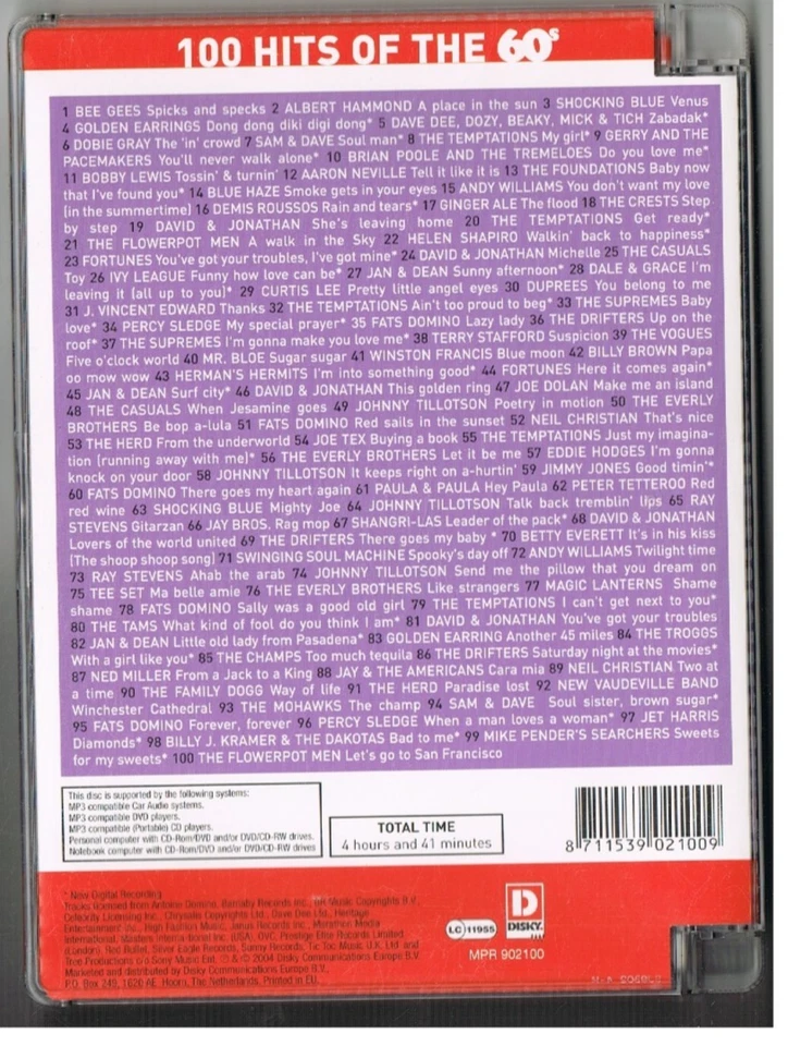 CD - MP 3 - VARIOUS - 100 HITS OF THE 60´s - dutch Press - Image 3 of 3
